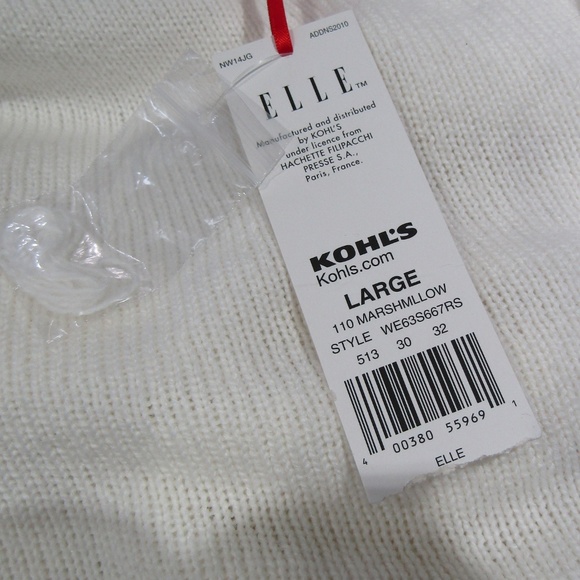 NEW Elle Marshmallow Off White Ruffled Sweater L - Picture 5 of 6
